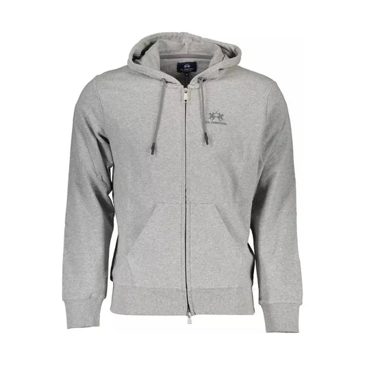 Elegant Gray Cotton Hooded Sweatshirt La Martina