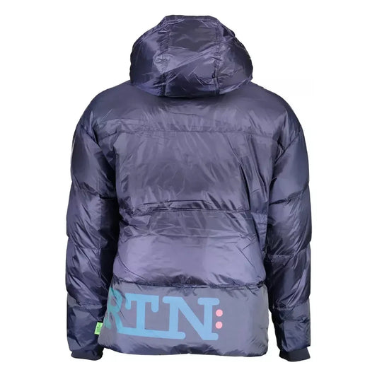 La Martina Elegant Blue Feather-Down Hooded Jacket La Martina