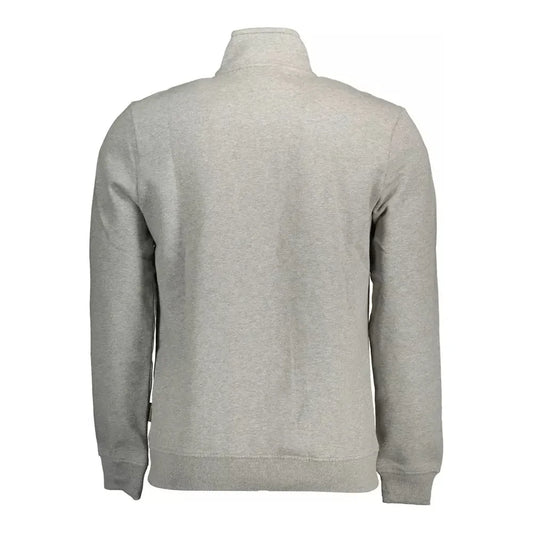 Napapijri Chic Gray Embroidered Zip Sweatshirt Napapijri