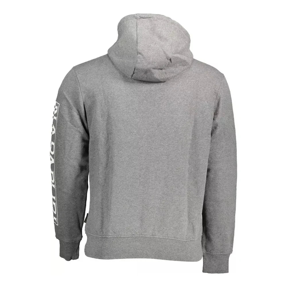 Chic Gray Hooded Cotton Blend Sweatshirt