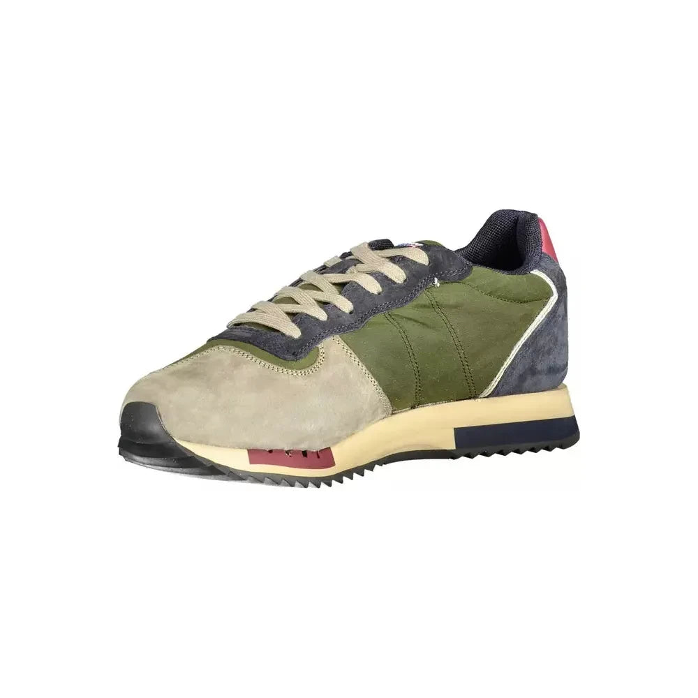 Sleek Green Lace-Up Sports Sneakers