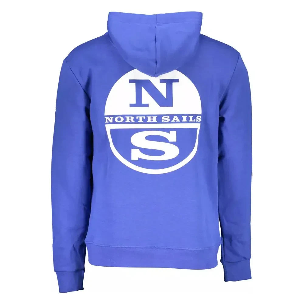 Chic Blue Hooded Long-Sleeved Sweatshirt