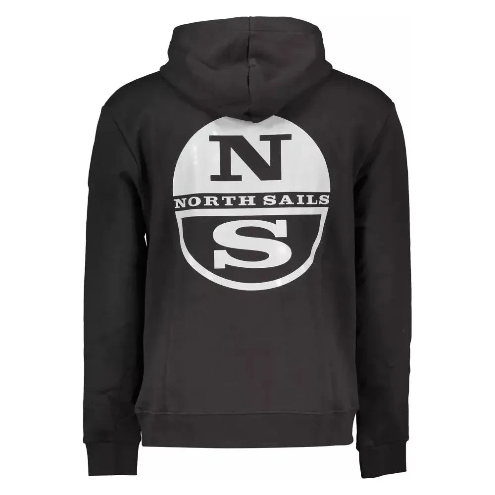 Sleek Black Hooded Cotton-Blend Sweatshirt