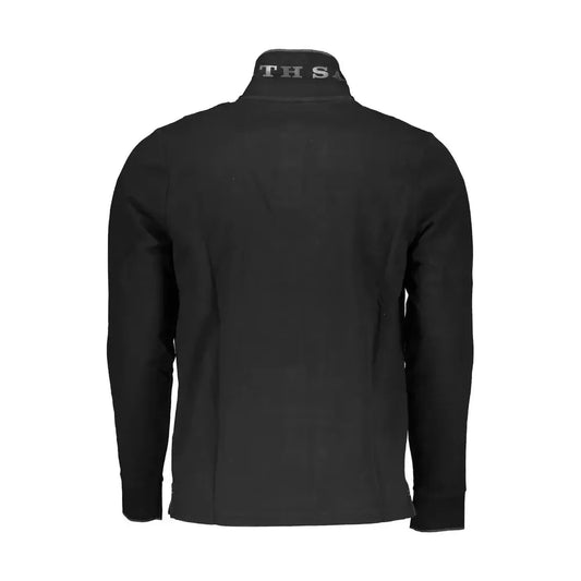 Sleek Long-Sleeve Polo with Contrasting Accents