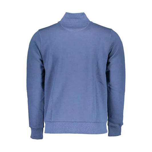 Blue Zippered Sweatshirt with Logo Design