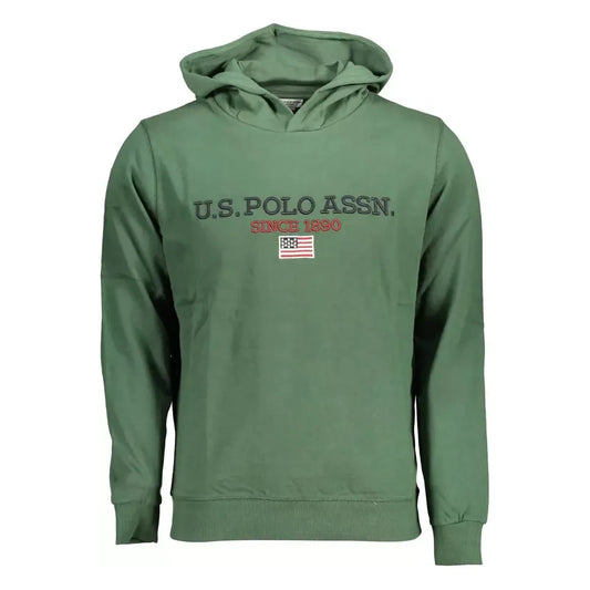 Green Cotton Hoodie with Contrasting Logo