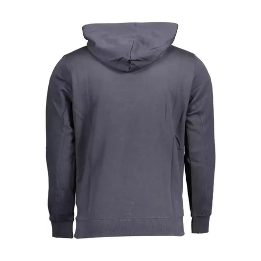 Contrast Detail Blue Cotton Hoodie