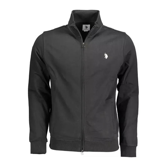 Sleek Black Cotton Zip Sweater U.S. POLO ASSN.