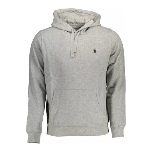 Chic Gray Hooded Sweatshirt with Embroidered Logo