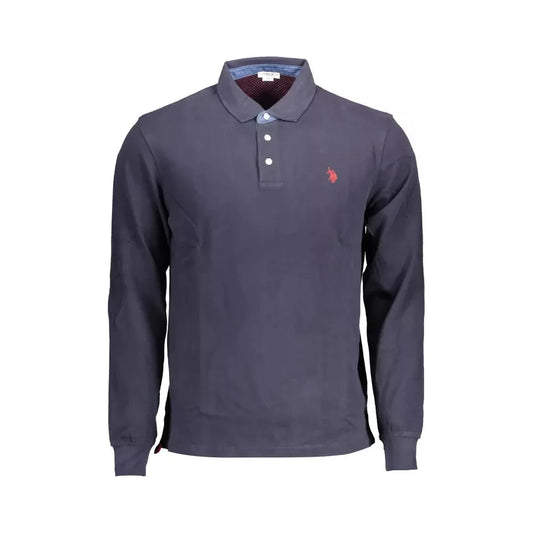 U.S. POLO ASSN. Classic Long-Sleeved Blue Polo with Elbow Patches U.S. POLO ASSN.