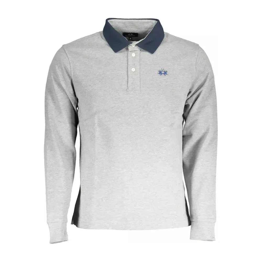 Elegant Long-Sleeved Polo with Contrasting Details