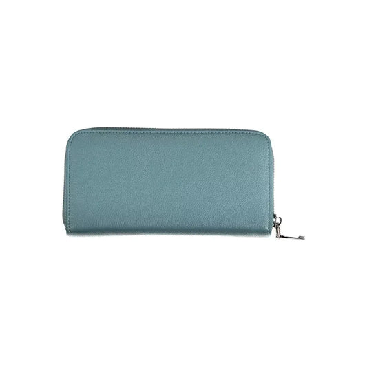 Chic Blue Polyethylene Wallet with Coin Purse