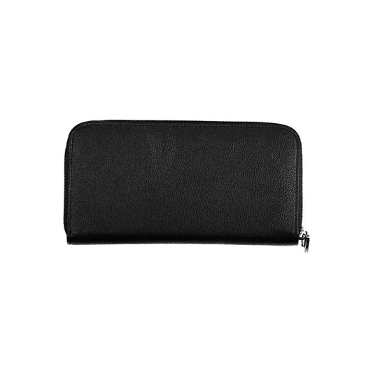 Sleek Black Polyethylene Zip Wallet