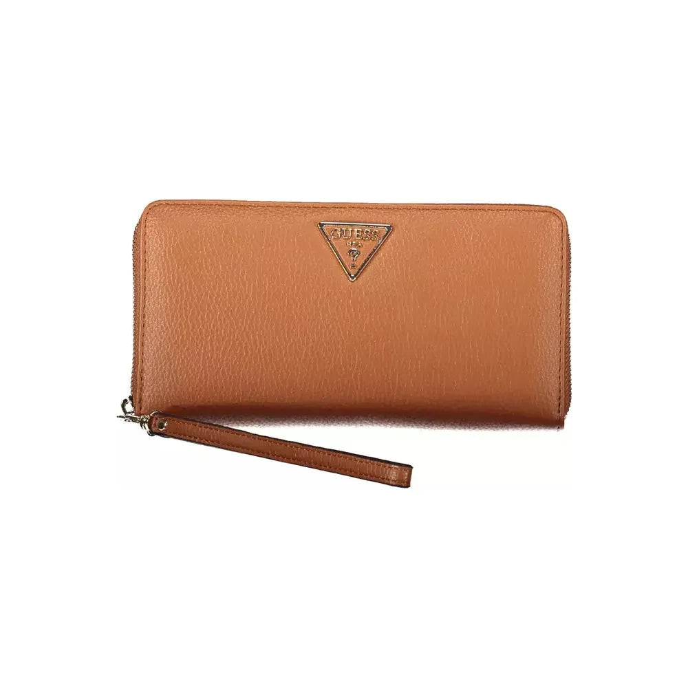 Chic Brown Polyethylene Wallet with Coin Purse