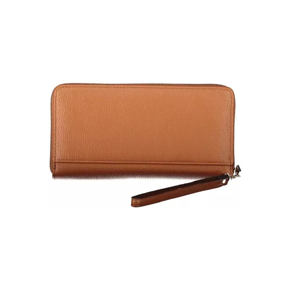 Chic Brown Polyethylene Wallet with Coin Purse