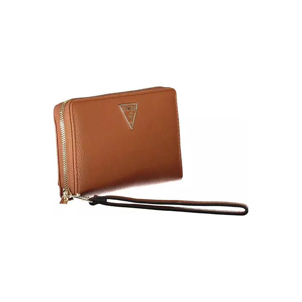 Chic Brown Polyethylene Wallet with Coin Purse