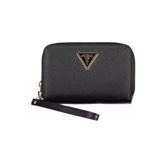 Elegant Black Double Wallet with Zip Closure