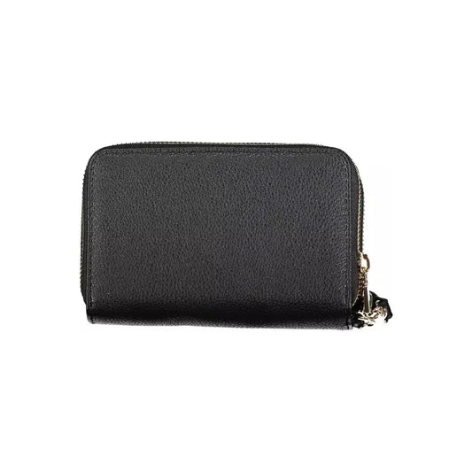 Elegant Black Double Wallet with Zip Closure