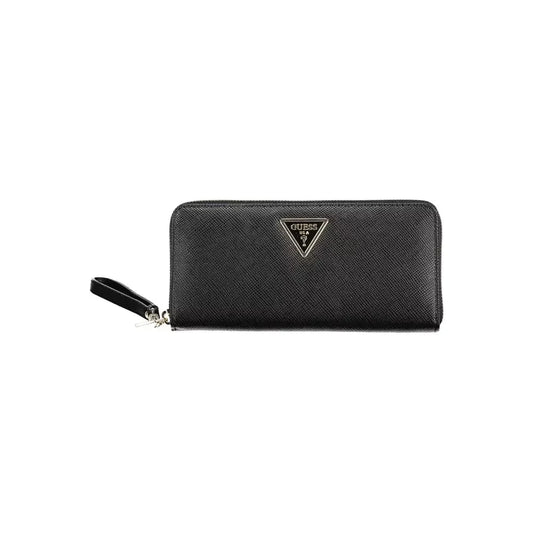 Elegant Black Polyethylene Wallet with Coin Purse