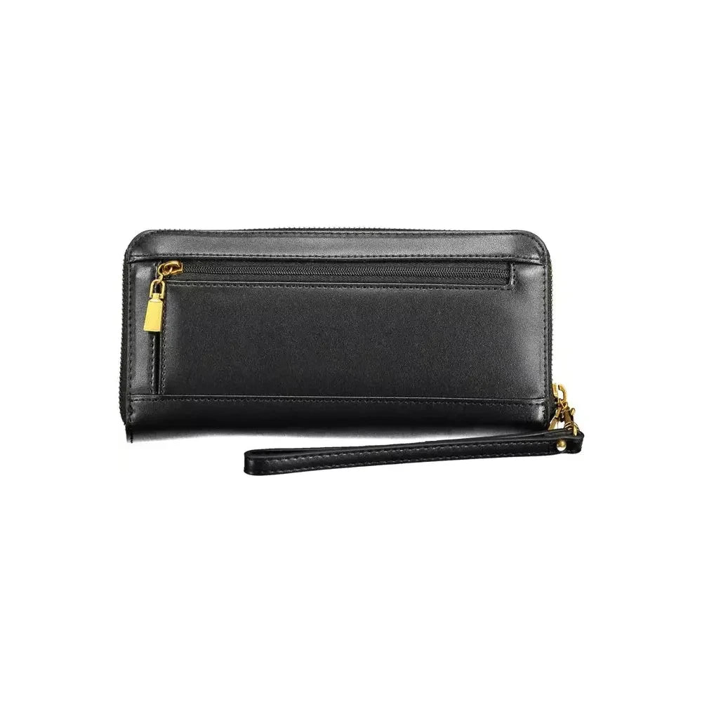 Chic Black Polyethylene Multi-Compartment Wallet