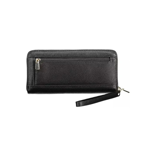 Elegant Black Polyethylene Wallet with Coin Purse