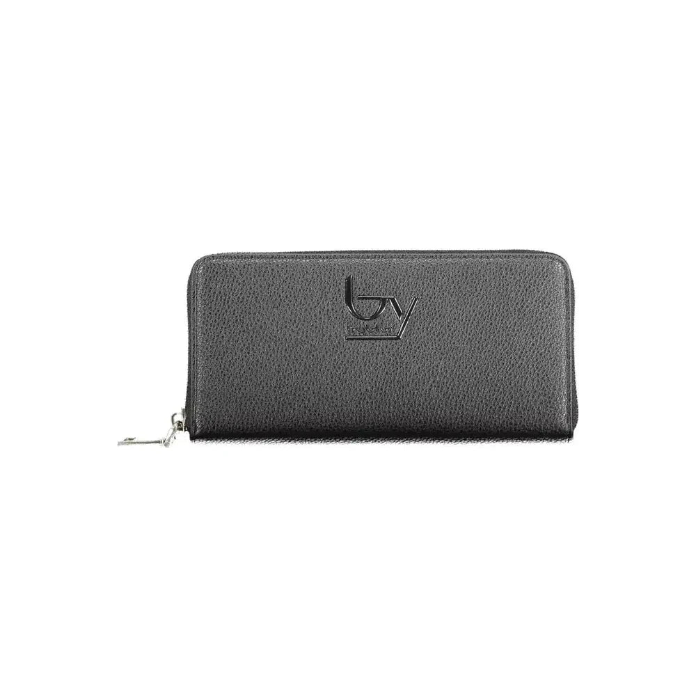 Elegant Black Polyethylene Wallet with Zip Closure