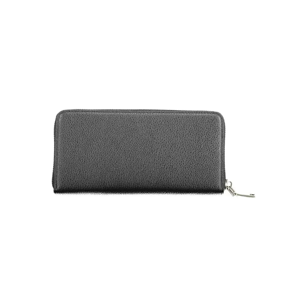 Elegant Black Polyethylene Wallet with Zip Closure