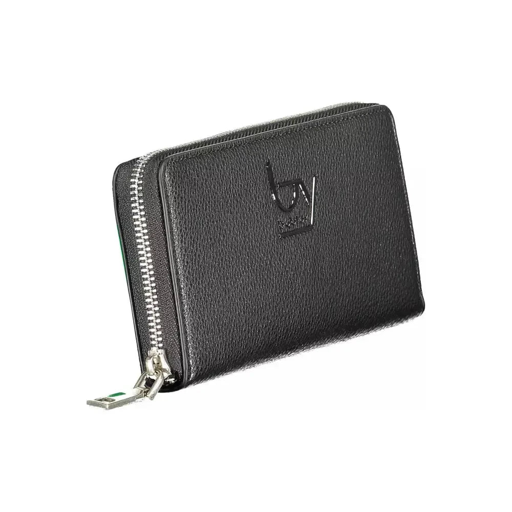 Elegant Black Polyethylene Wallet with Zip Closure