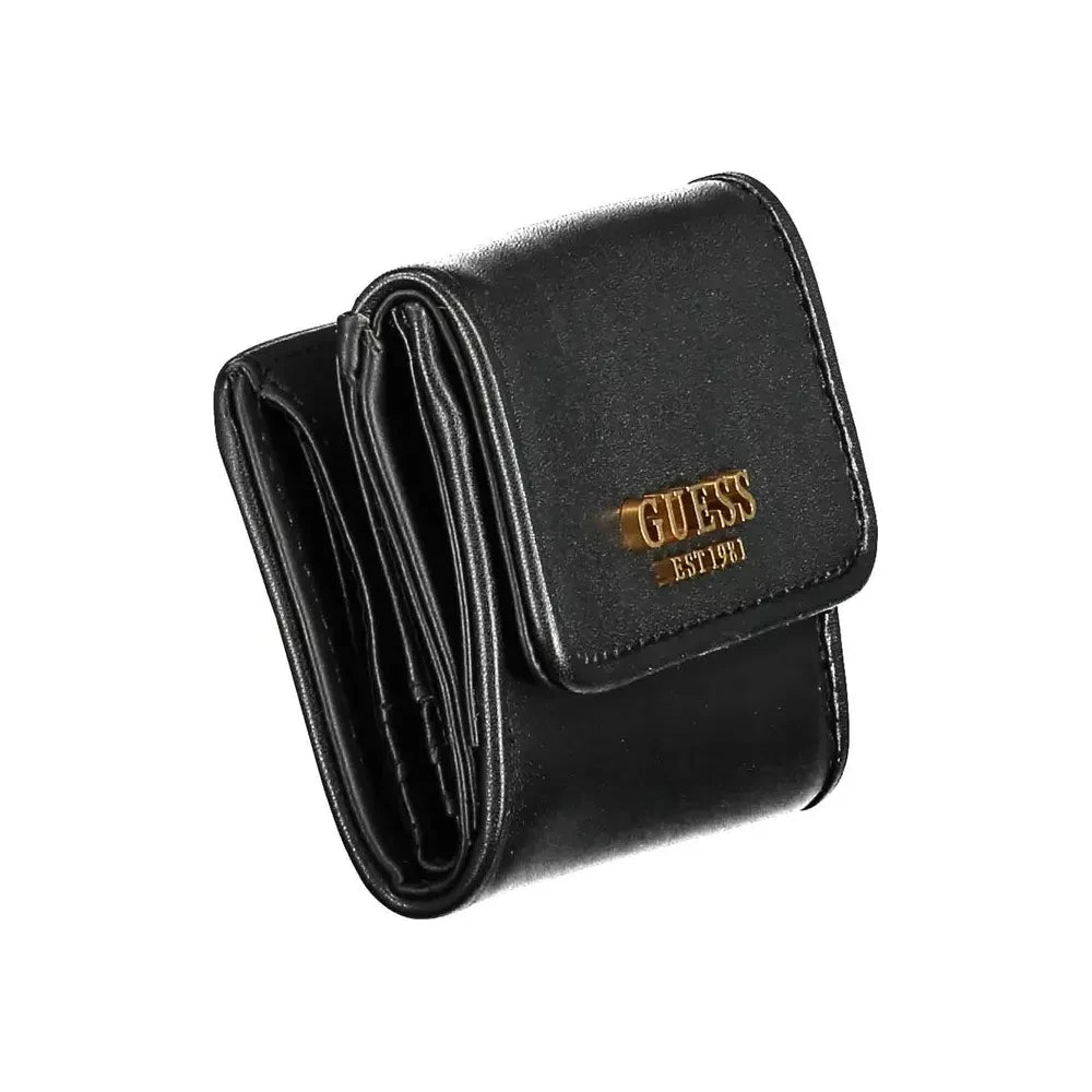 Sleek Black Polyethylene Dual-Compartment Wallet