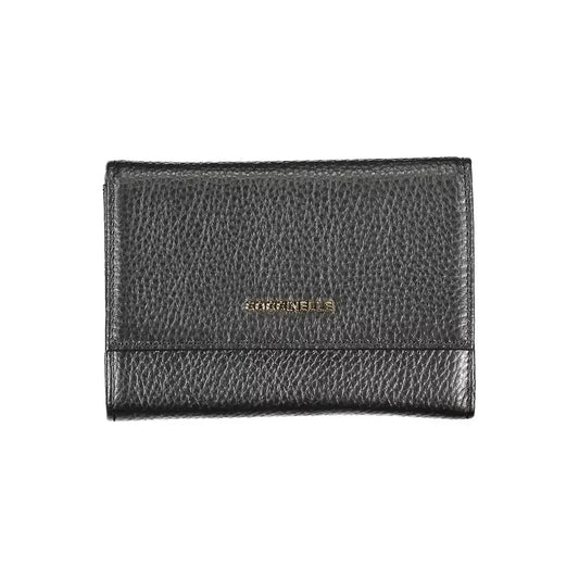 Chic Black Leather Wallet with Multiple Compartments