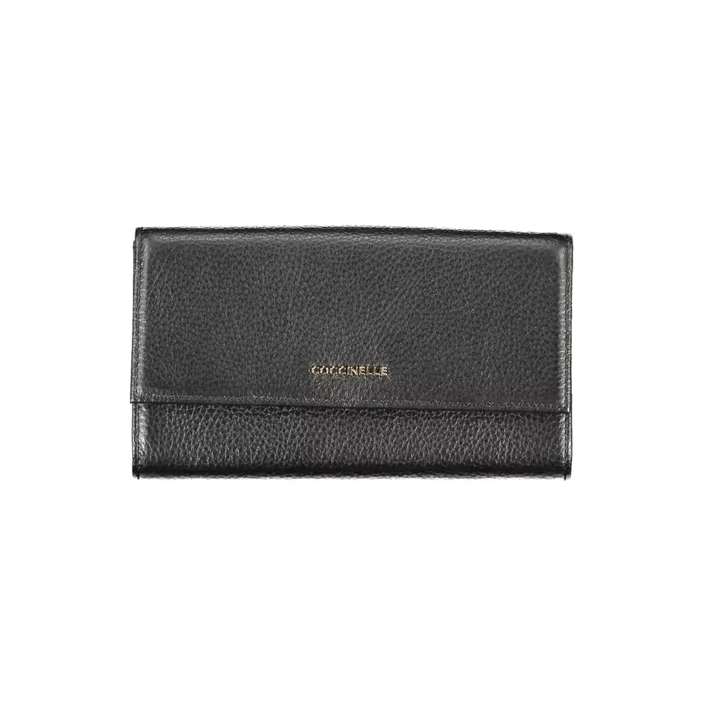 Elegant Dual-Part Leather Wallet in Classic Black