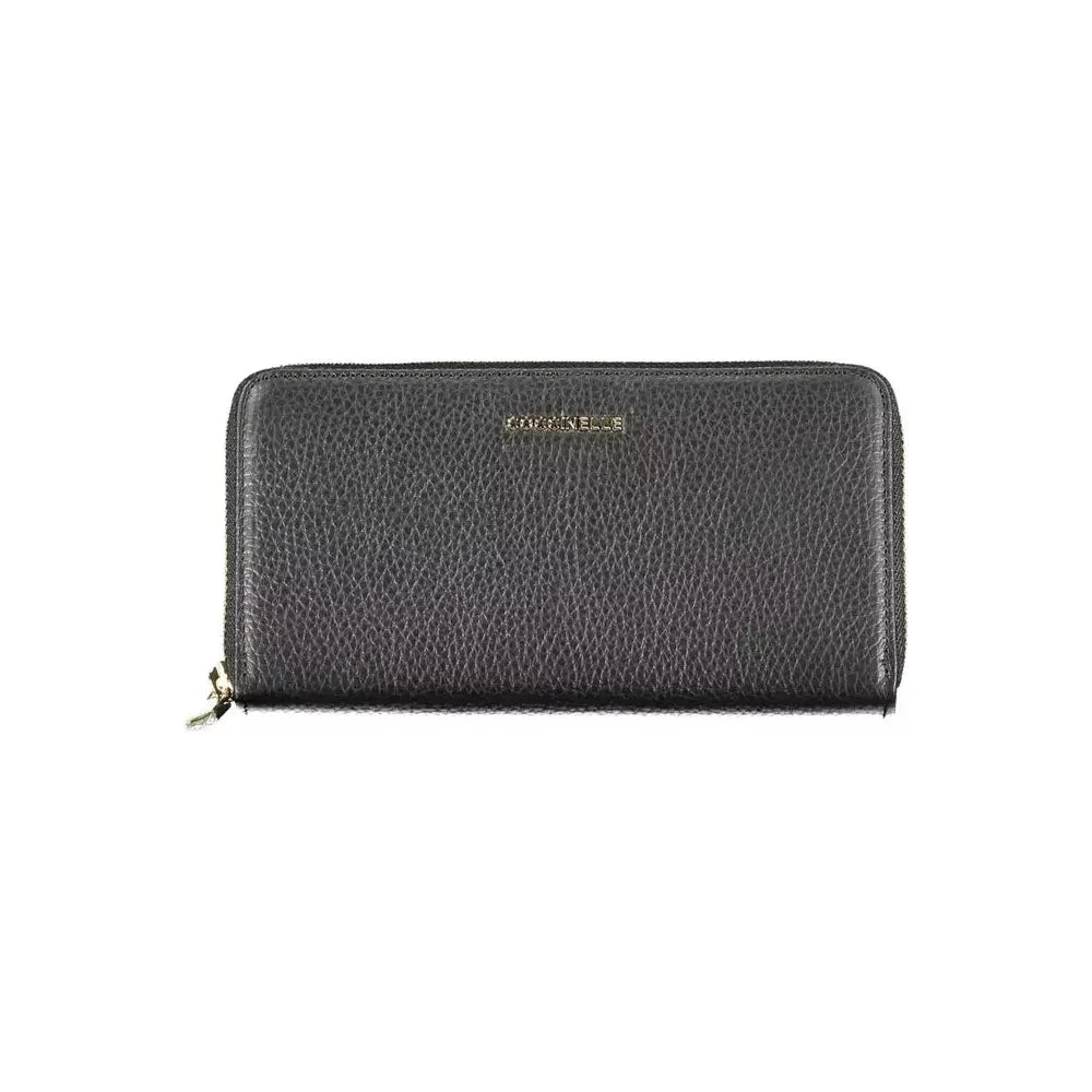 Elegant Black Leather Wallet with Multiple Compartments