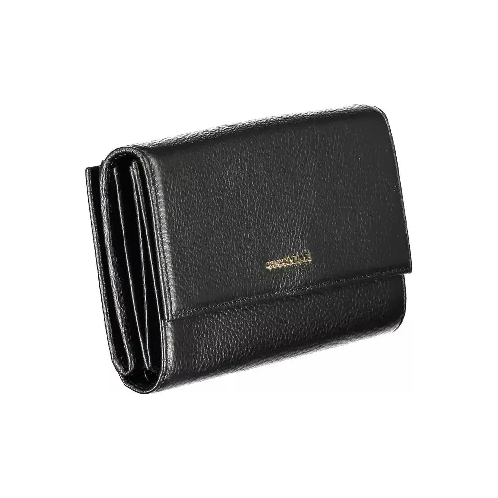 Elegant Dual-Part Leather Wallet in Classic Black