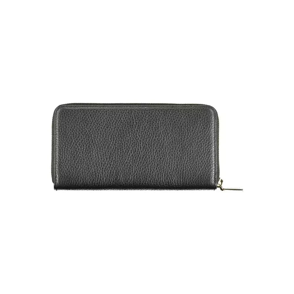 Elegant Black Leather Wallet with Multiple Compartments