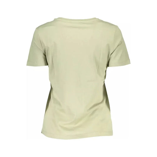 Chic Green Logo Tee with Wide Neckline