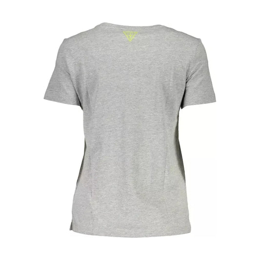 Guess Jeans Chic Gray Logo Tee with Delicate Embroidery Guess Jeans