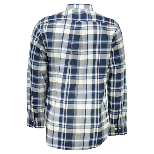 Elegant Blue Cotton Long Sleeve Shirt