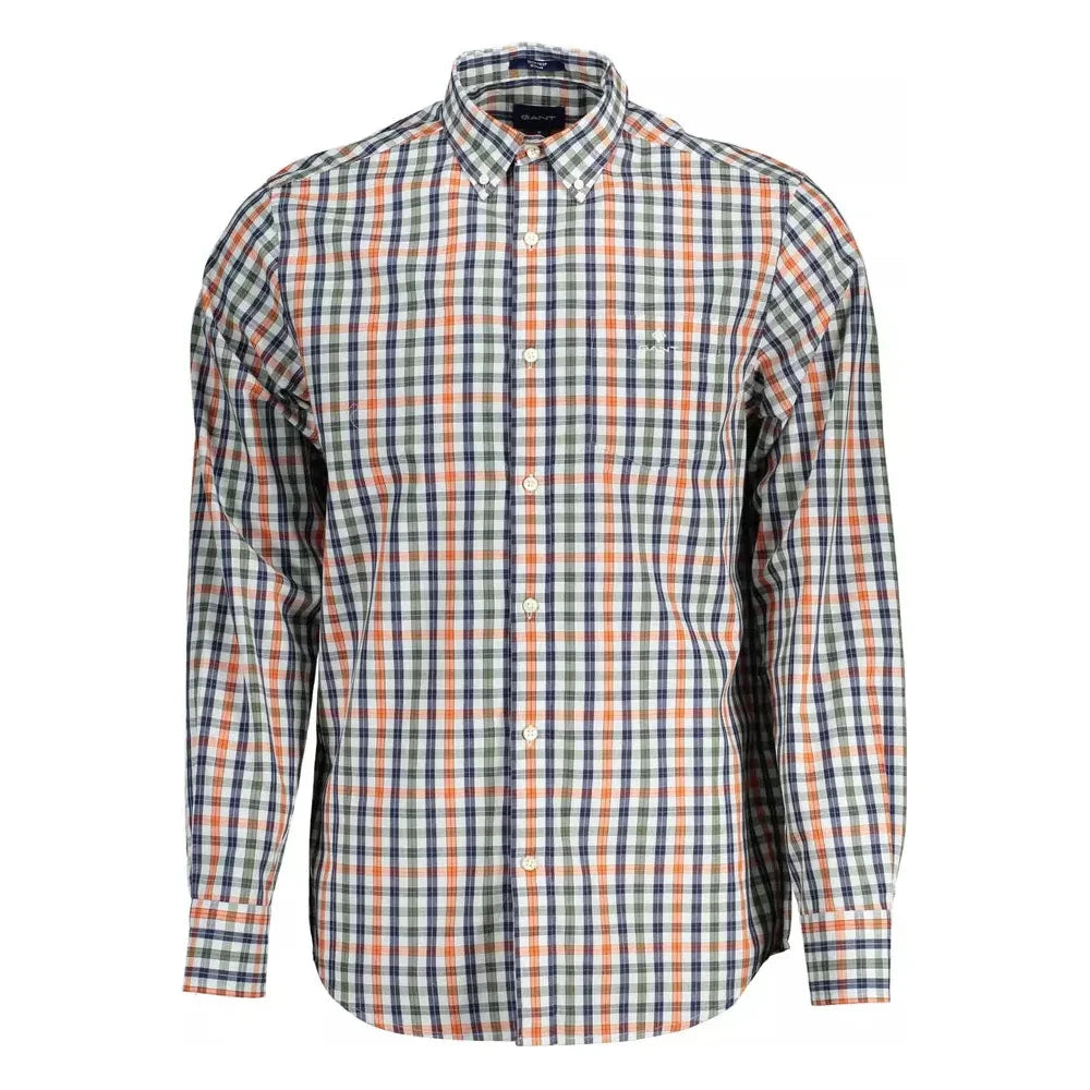 Elegant Green Button-Down Men's Shirt