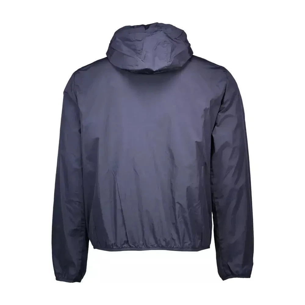 Chic Blue Nylon Sport Jacket with Hood