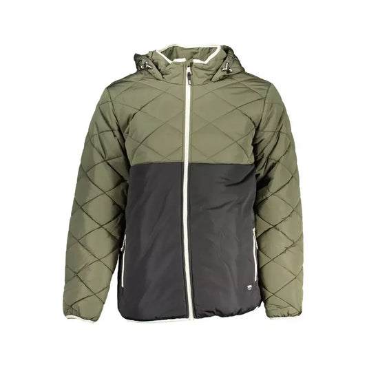 Classic Green Hooded Jacket with Logo Accent