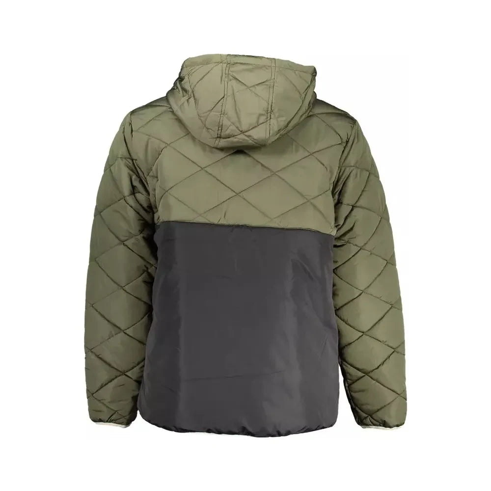 Classic Green Hooded Jacket with Logo Accent