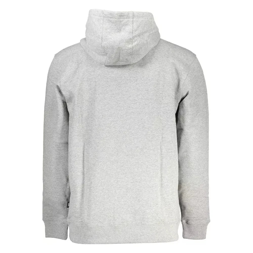 Sleek Gray Hooded Sweatshirt with Central Pocket