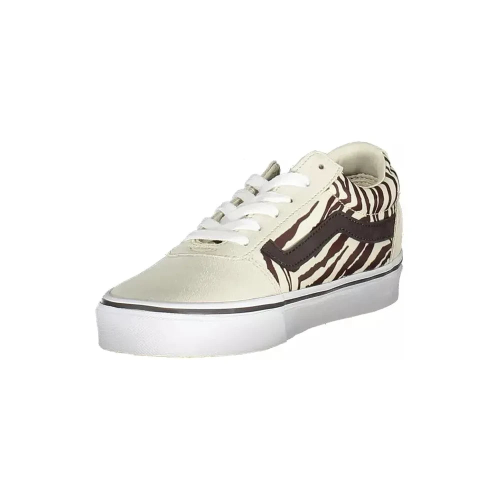 Vans Beige Lace-Up Sneaker with Contrasting Detail Vans