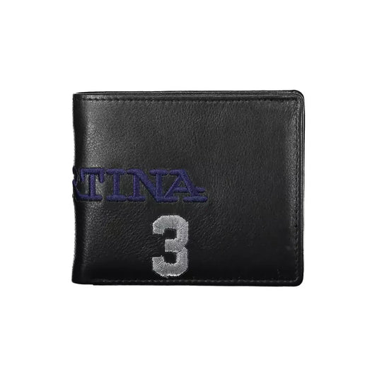 Elegant Two-Compartment Black Leather Wallet