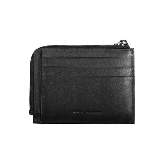 Sleek Black Leather Card Holder with RFID Blocker