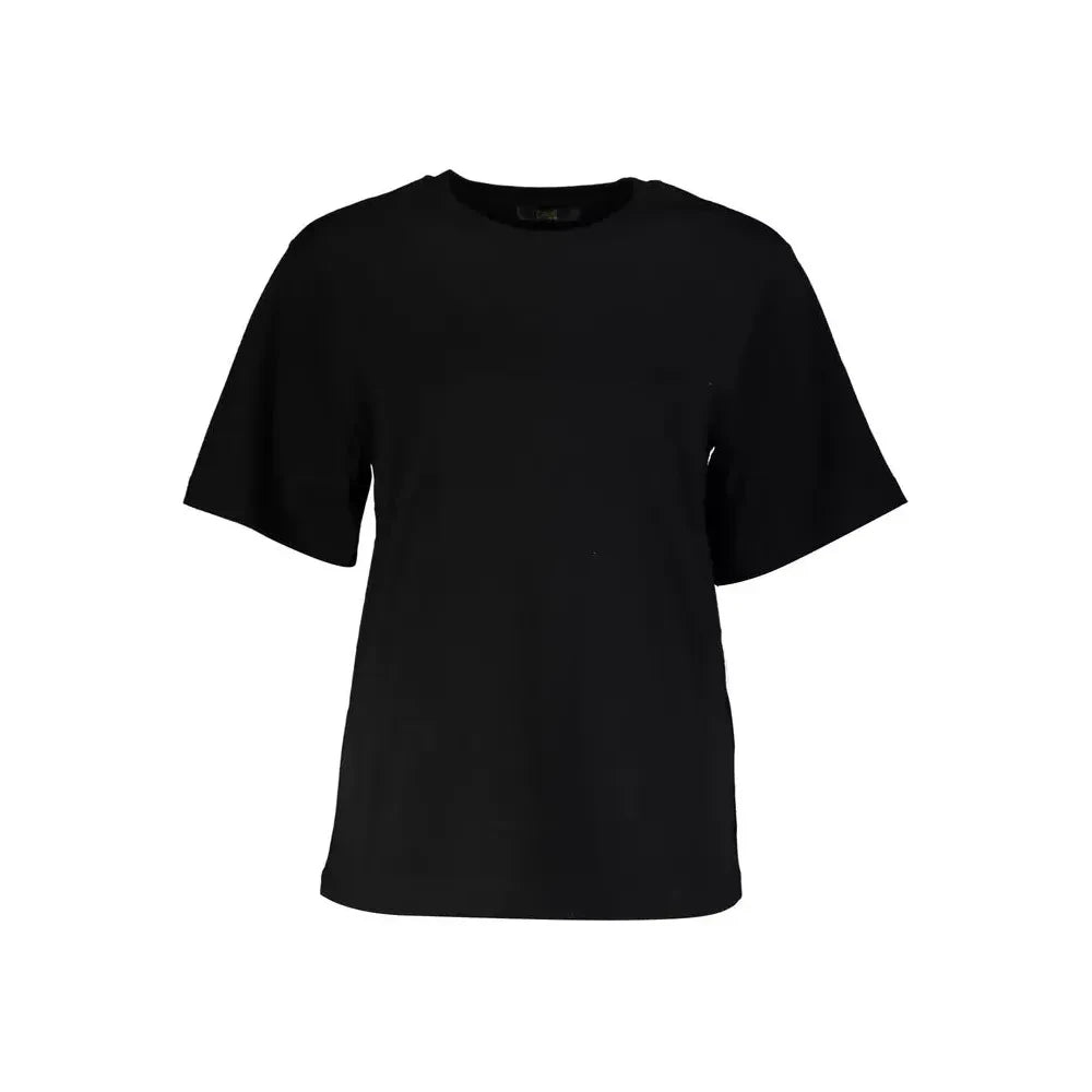 Sleek Black Cotton Tee with Exclusive Print