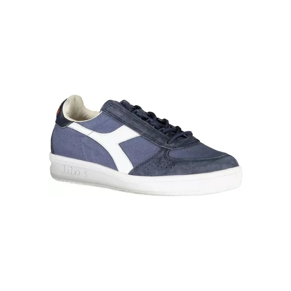 Blue Contrasting Lace-Up Luxury Sneakers