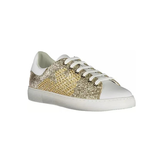 Gleaming Gold Lace-Up Sport Sneakers