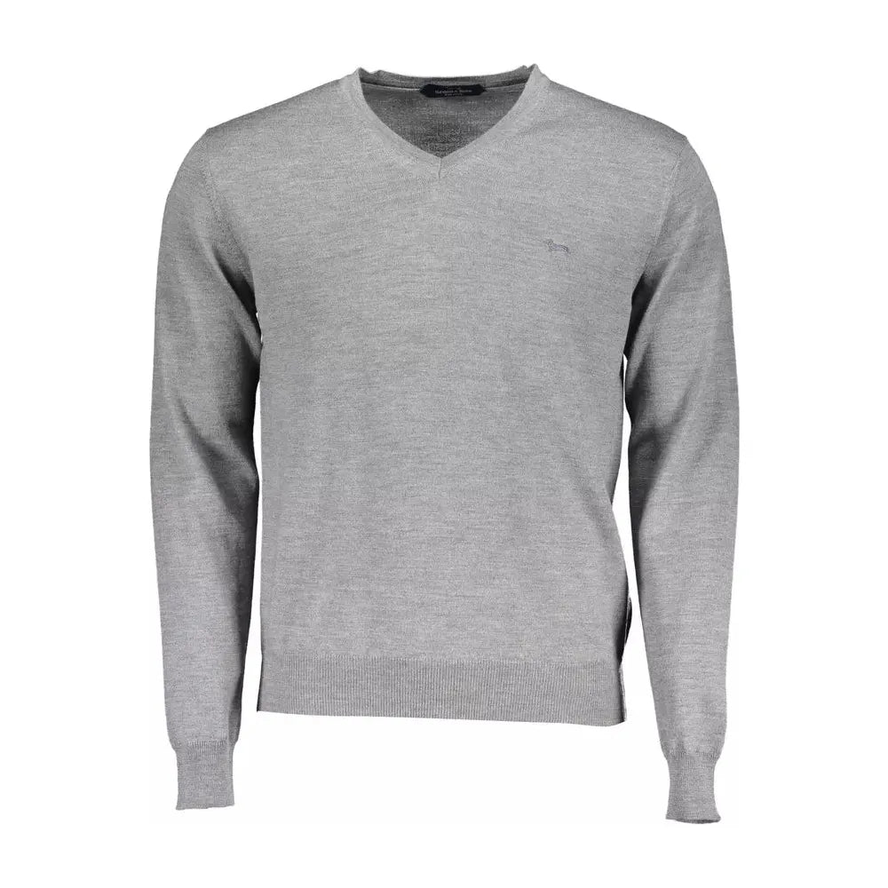 Harmont & Blaine Elegant V-Neck Wool Sweater in Gray Harmont & Blaine