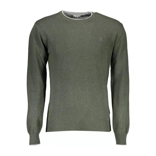 Elegant Green Slim Sweater with Logo Accent